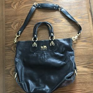 Black leather coach purse